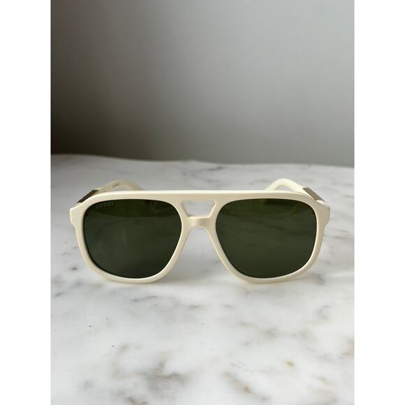 NEW Gucci GG1188S Ivory Gold Logo Aviator Sunglasses main image 4